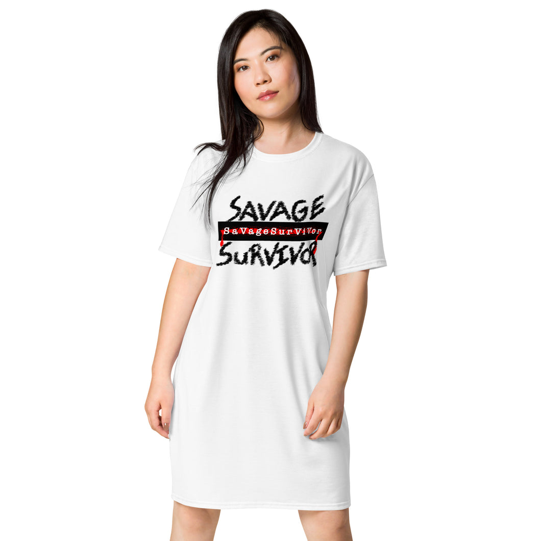 “SAVAGE SURVIVOR” T-shirt dress