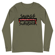 Load image into Gallery viewer, “SAVAGE SURVIVOR” Unisex Long Sleeve Tee (BellaCanvas3501)
